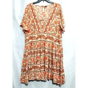 Bila Womens XXL Midi Dress Boho Floral Paisley Flowy Cottagecore Keyhole Back